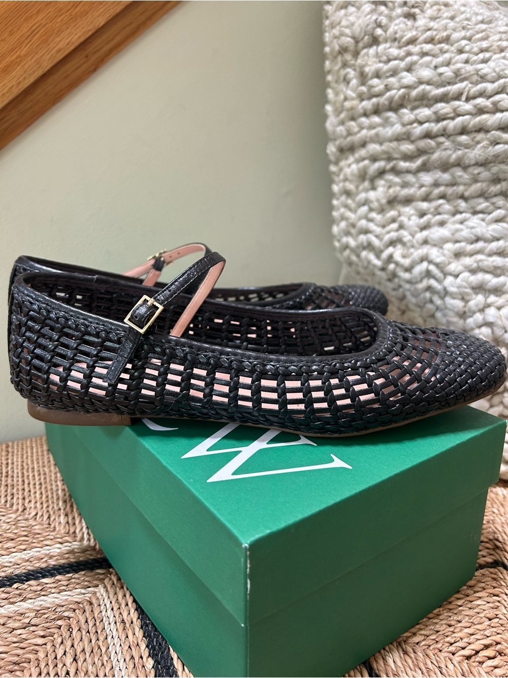 J. Crew Black Woven Mary Jane Flats